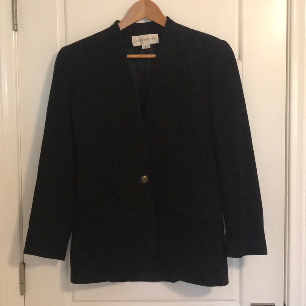 Jones New York 100% Wool Black Blazer Coat